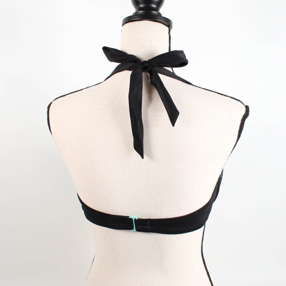 Shade & Shore Teal Blue Black Underwire Bikini Top Women’s Size 34C Swimwear - Picture 3 of 8